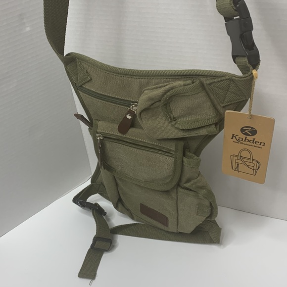 Kabden | Green Canvas Outdoor Tactical Fishing Waist Leg Bag | Military Travel - Picture 12 of 13